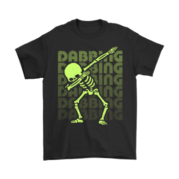 DABBING SKELETON YELLOW GREEN FAKE GLOW EFFECT HALLOWEEN SHIRT