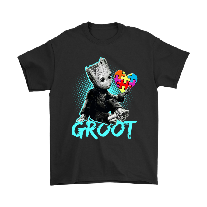 GUARDIAN OF THE GALAXY GROOT AUTISM AWARENESS PUZZLE PIECES SHIRTS