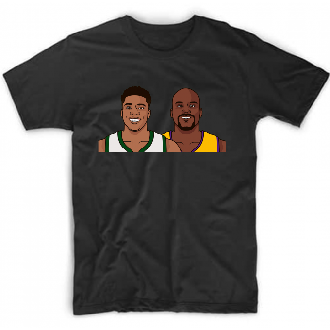 Gianis and Shaq Basketball Caricature T-shirt