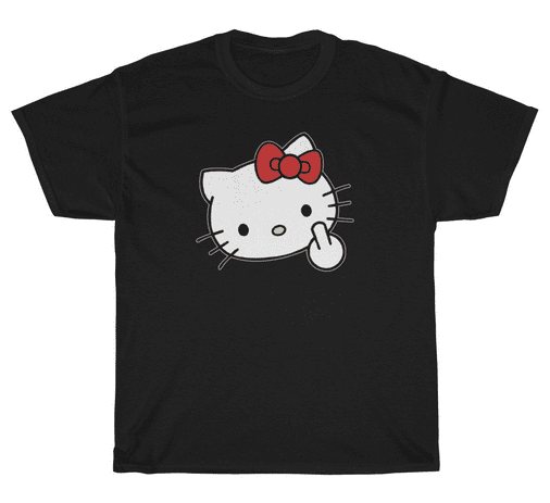 Hello Kitty Middle Finger Funny T-shirt graffiti Graphic Print by clothenvy